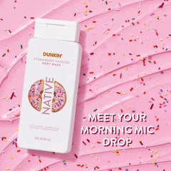 Native Dunkin strawberry frosted texture close-up showing creamy lather benefit