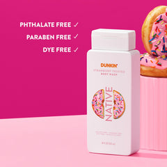 Native Dunkin strawberry frosted 18 oz size comparison showing value