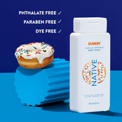 Native Dunkin Vanilla Sprinkle lather texture showcases creamy foam benefit