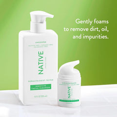 Native face wash creamy texture close-up showing gentle lathering