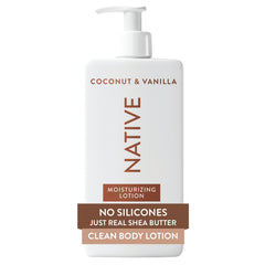 Native pump bottle front view showing packaging and easy dispensing benefit