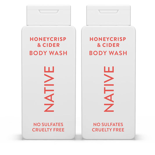 Native bottle front packaging showing Honey Crisp & Cider scent and clean design benefit