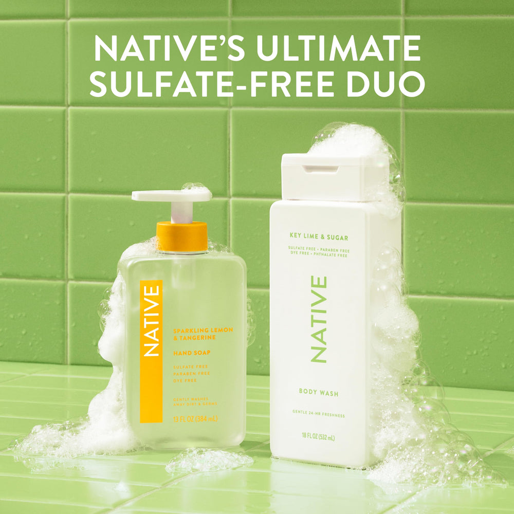 Native bottle on travel vanity showing compact size and convenience for on-the-go routines