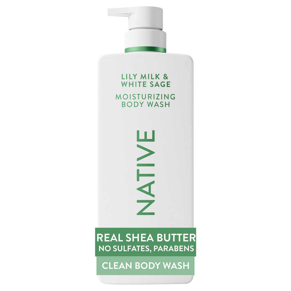 Native front label of Lily Milk & White Sage showing benefits and scent