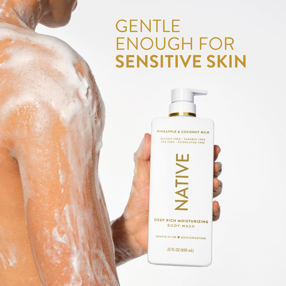 Native bottle staged in bathroom conveying daily routine ease