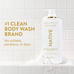 Native close-up pump and label highlighting gentle formula benefit