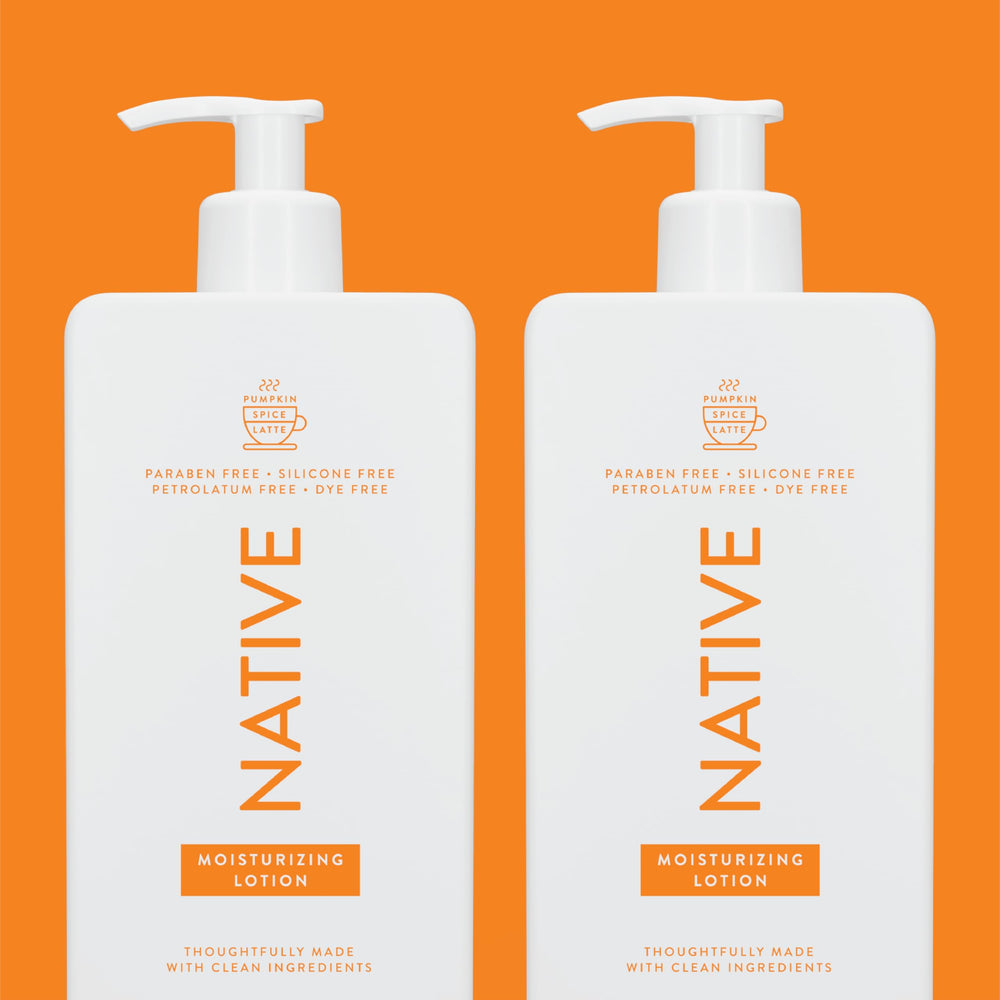 Native lotion in bathroom lifestyle scene placed by sink for daily moisturizing routine