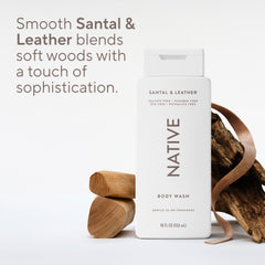 Native bottle beside pouf illustrating lathering and everyday convenience