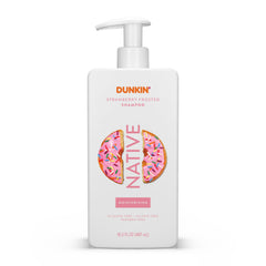 Native shampoo front label showing limited-edition Strawberry Frosted scent and size benefits