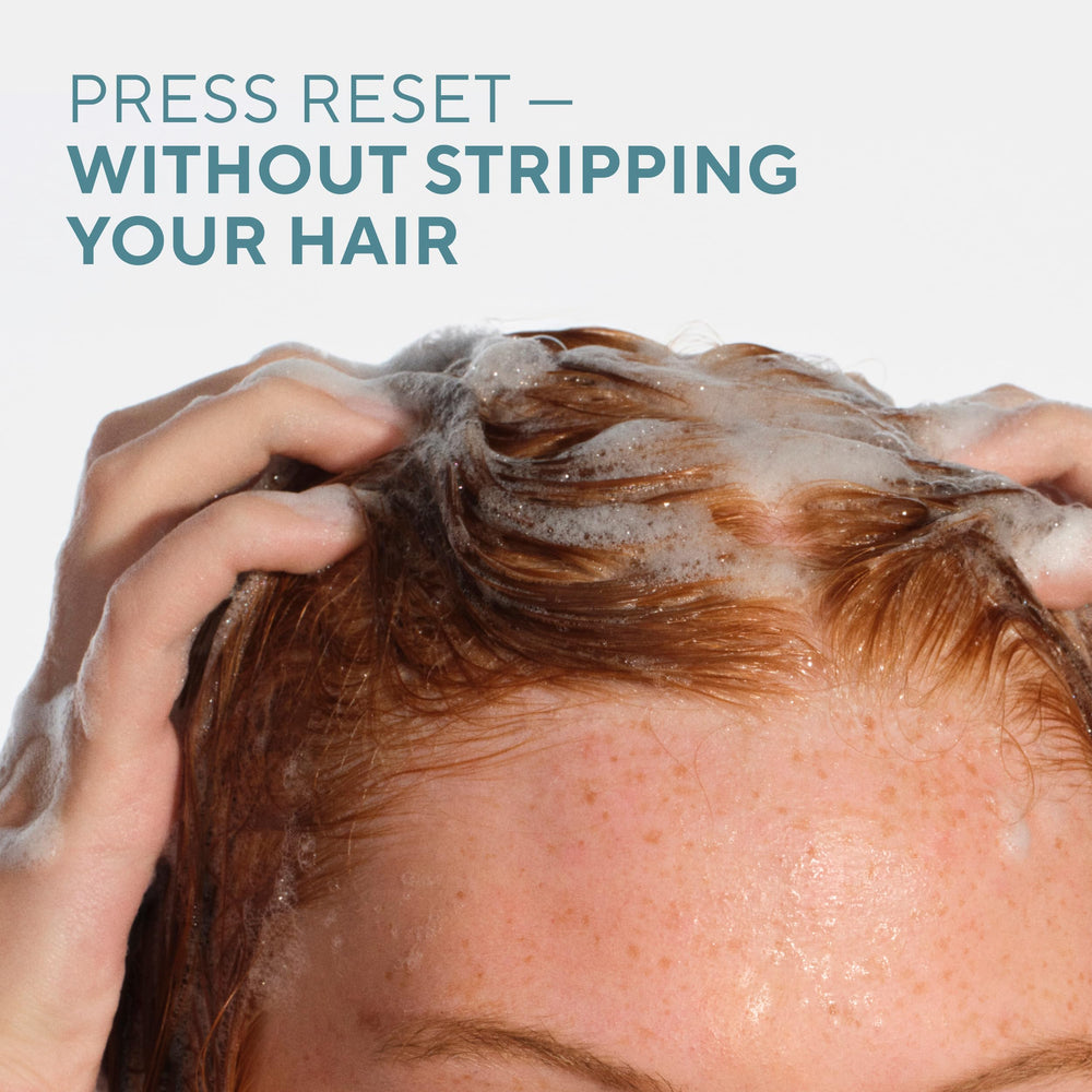 Native shampoo pouring into hand to show lightweight texture and conditioning