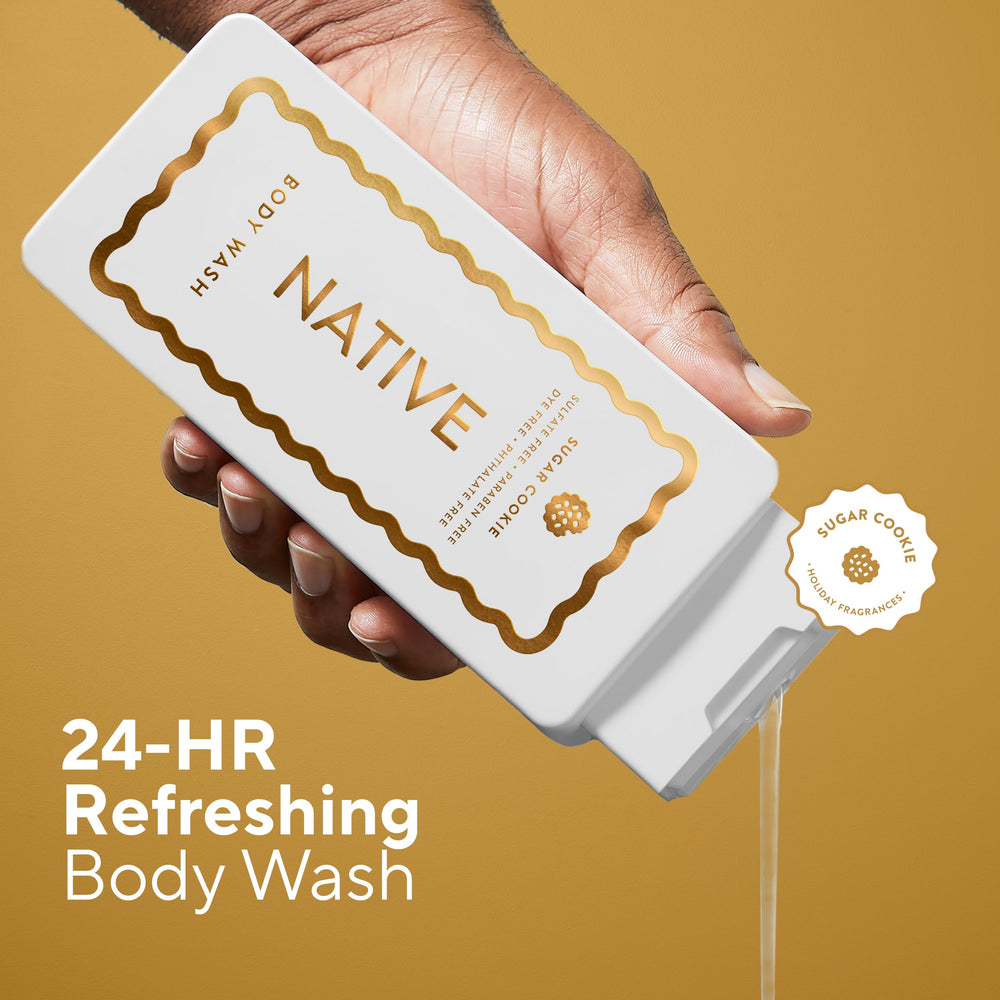 Native side label detail highlighting clean-ingredient list and benefits for sensitive skin