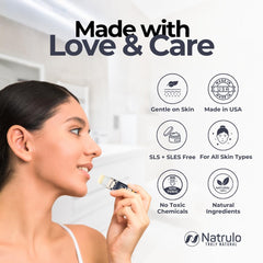 Natrulo peppermint balm applied to lips for cooling protection
