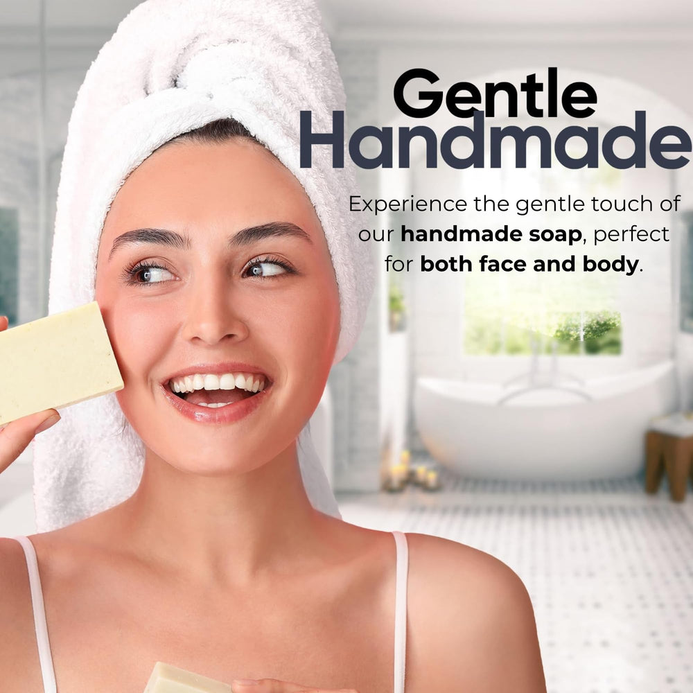 Natrulo soap held in hand showing size and solid bar longevity benefit