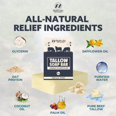 Natrulo soap held in hand showing size and travel-friendly benefit