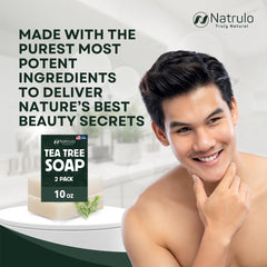 Natrulo soap being applied to face for targeted blemish care