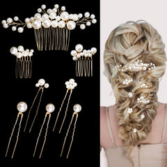 Naturahand front packaging showing all eight gold pearl combs for easy selection