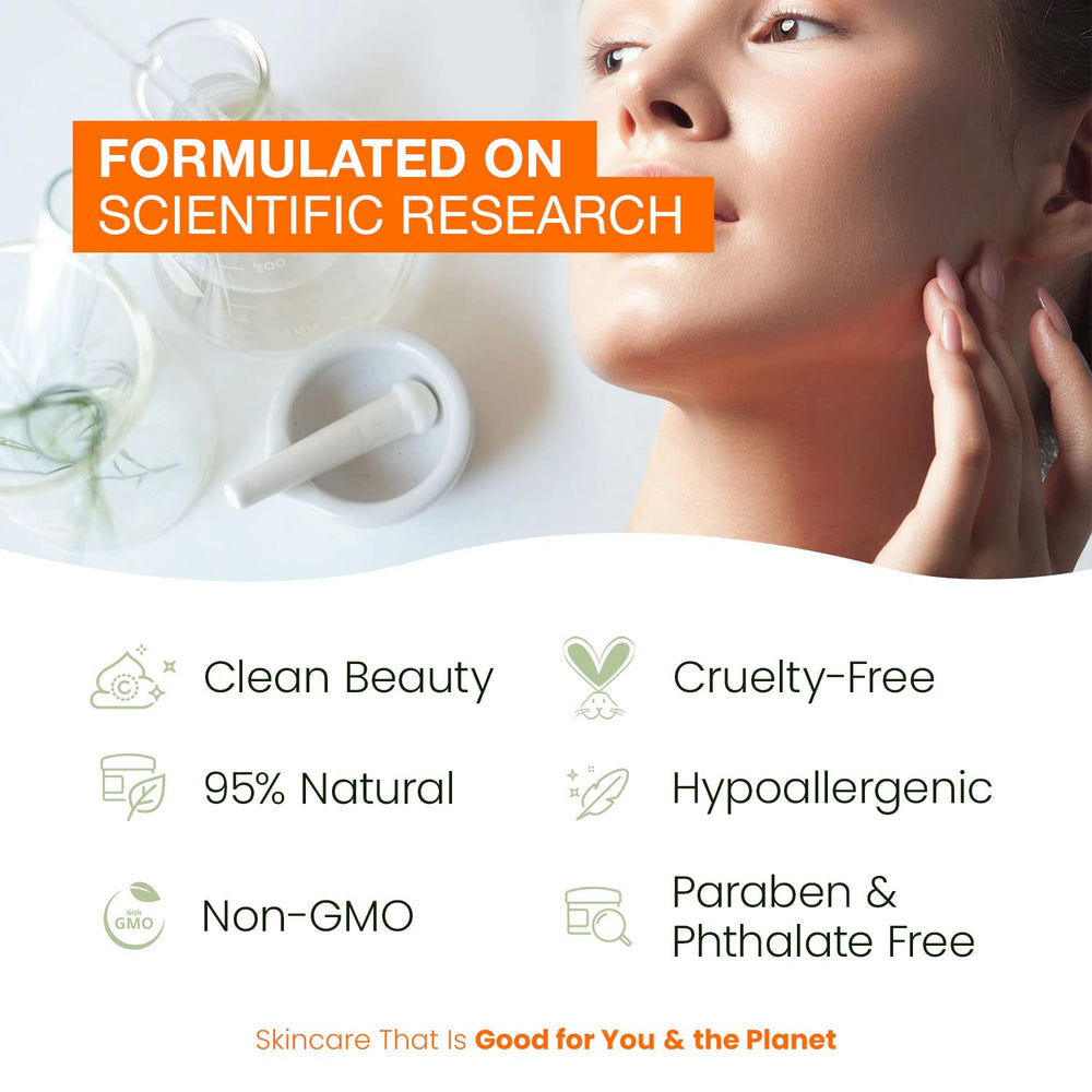 Natural Chemist label close-up with dermatologist-tested claim, reassures safety