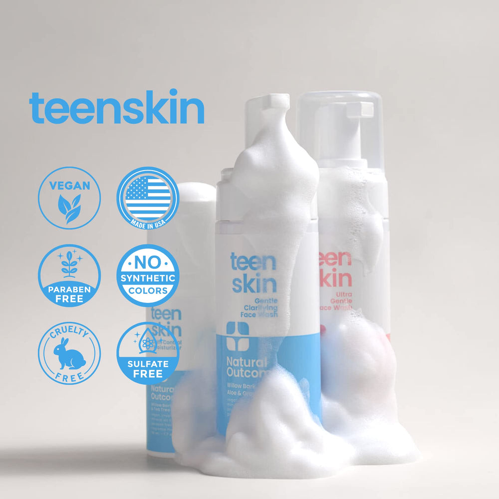 natural outcome kit staged on bathroom vanity showing easy daily use and teen-friendly design