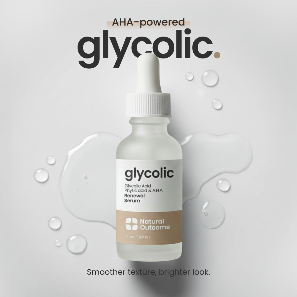 natural outcome serum drop on fingertip displaying smooth texture and quick absorption benefit
