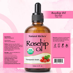 Natural Riches label close-up highlighting USDA Organic seal and purity benefit