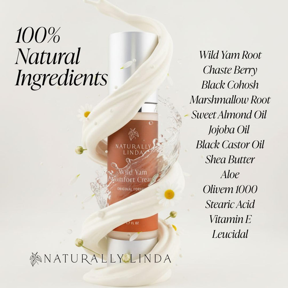 NATURALLY LINDA open jar close-up of cream texture for quick absorption benefit