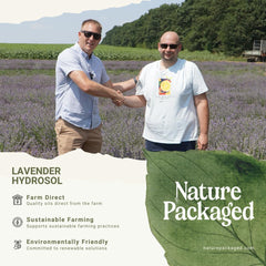 Nature Packaged bottle with fresh lavender sprigs conveying natural sourcing