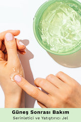 Nature Republic applying gel to forearm demonstrates soothing hydration benefit