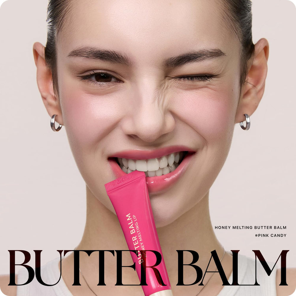 Nature Republic balm layered over lipstick showing glossy finish and enhanced color
