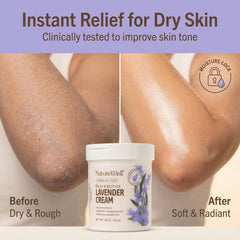 NATURE WELL cream applied to forearm showing instant smoothness