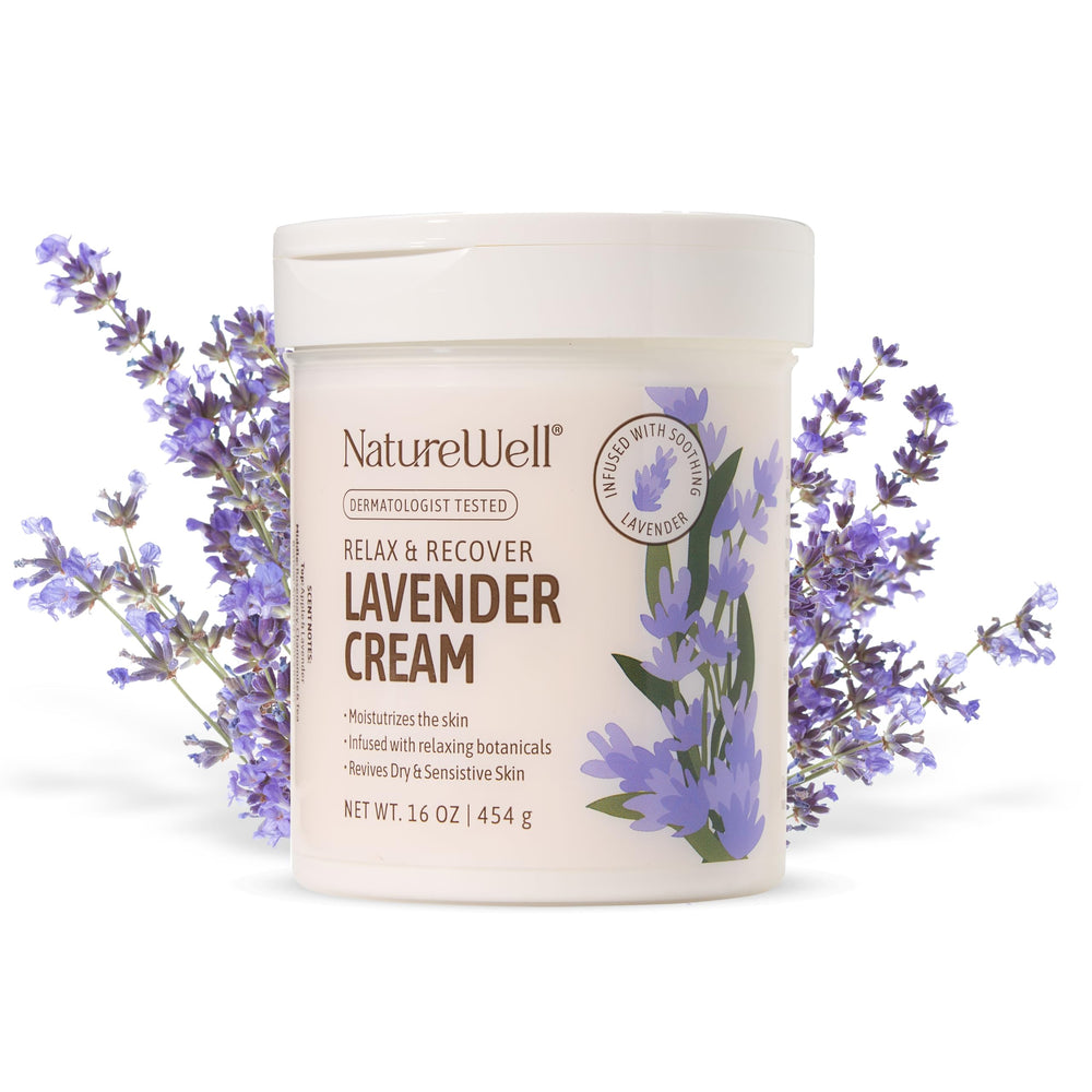 NATURE WELL jar front view showing product and calming lavender benefits