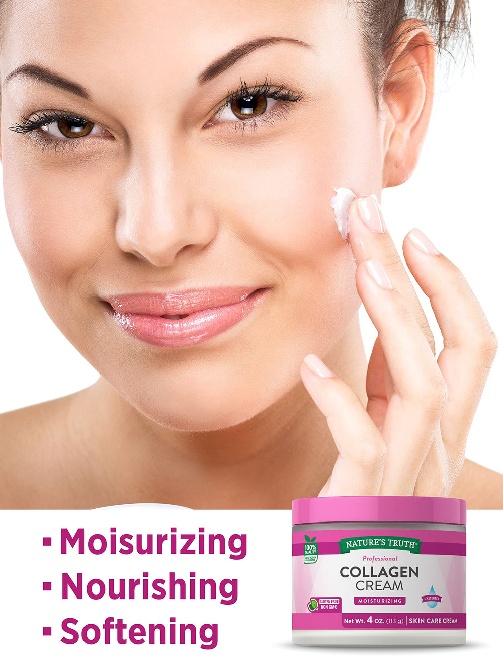 Nature's Truth applying cream to hand demonstrating quick absorption