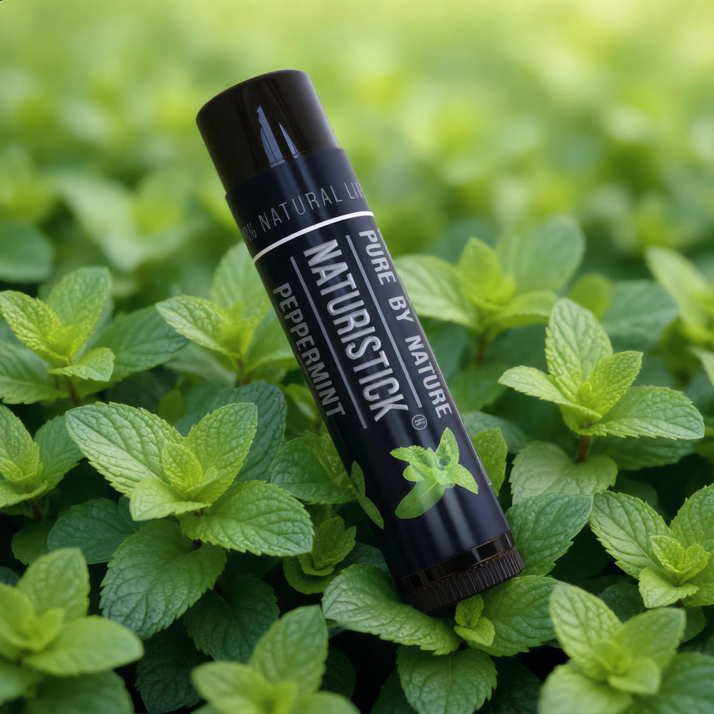Naturistick used outdoors on lips to show refreshing peppermint sensation and on-the-go protection