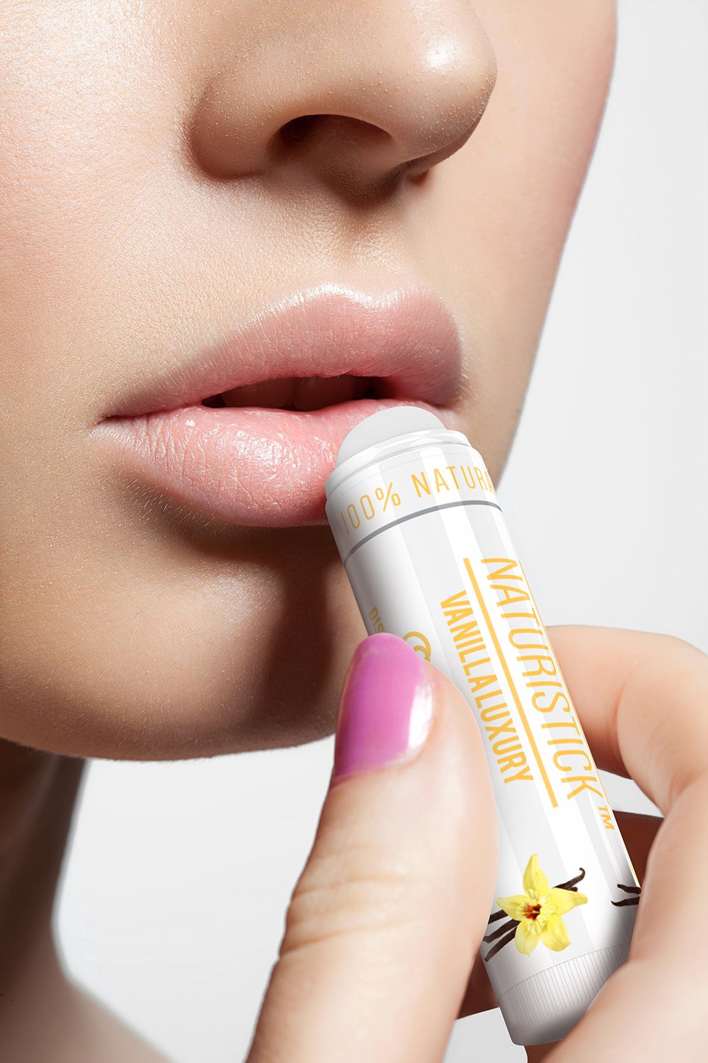 Naturistick balm texture closeup showing smooth glide and moisturizing finish benefit
