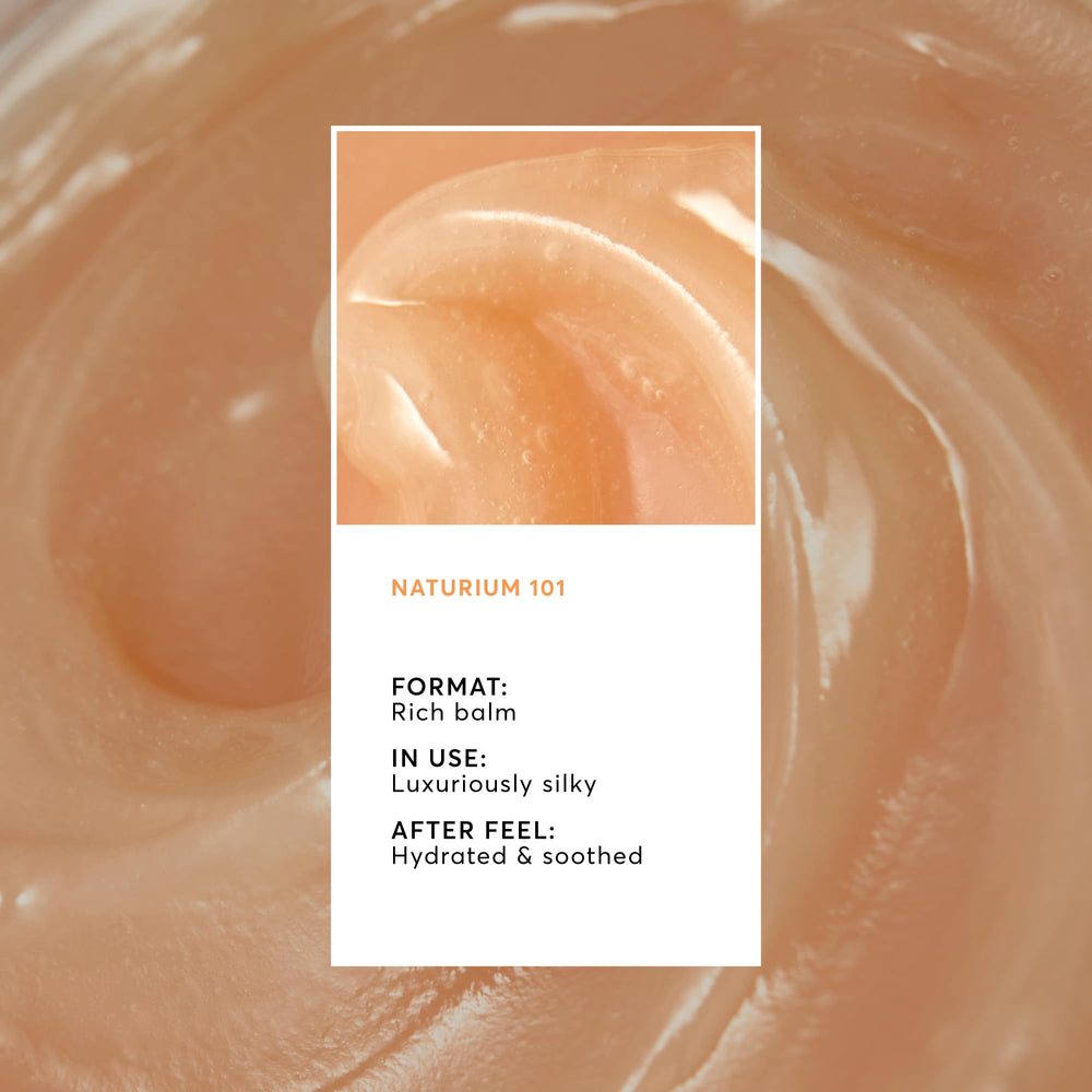 Open jar texture close-up of Naturium Phyto-Glow lip mask showing creamy balm for softening lips