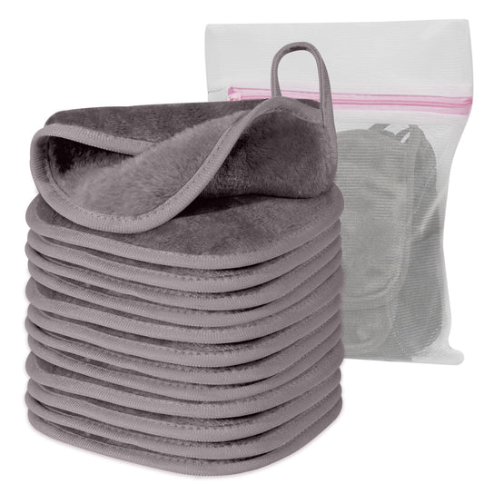 Natwag front pack of twelve cool grey cloths showing contents and compact size benefit