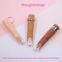 Naughtology finger in use with nail art tools illustrating practical training benefit