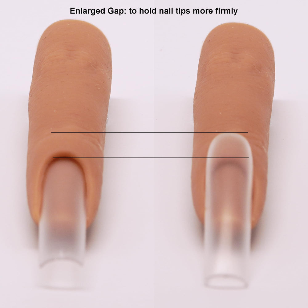 Naughtology fingers beside a hand for size comparison and realistic scale benefit