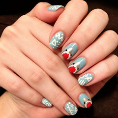 NBNTGH front packaging showing 24 blue short square press-on nails, clear contents