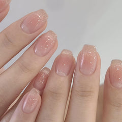 NBNTGH front packaging showing nude glitter French tips and 24-piece kit benefits