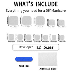 NBNTGH included adhesive tabs nail file and wooden stick for application