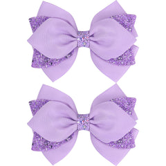 NCMAMA front view of purple sequin bow showing boutique style and shine