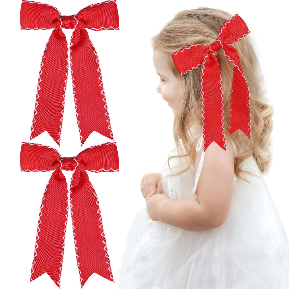 NCMAMA front view of red grosgrain bow showing polished finish and style