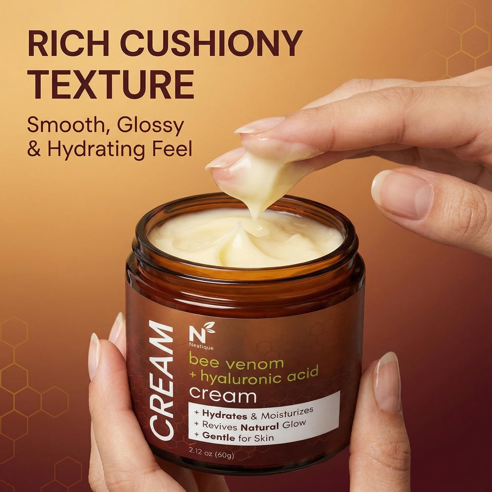 Neatique applying cream to arm demonstrating quick absorption and softness