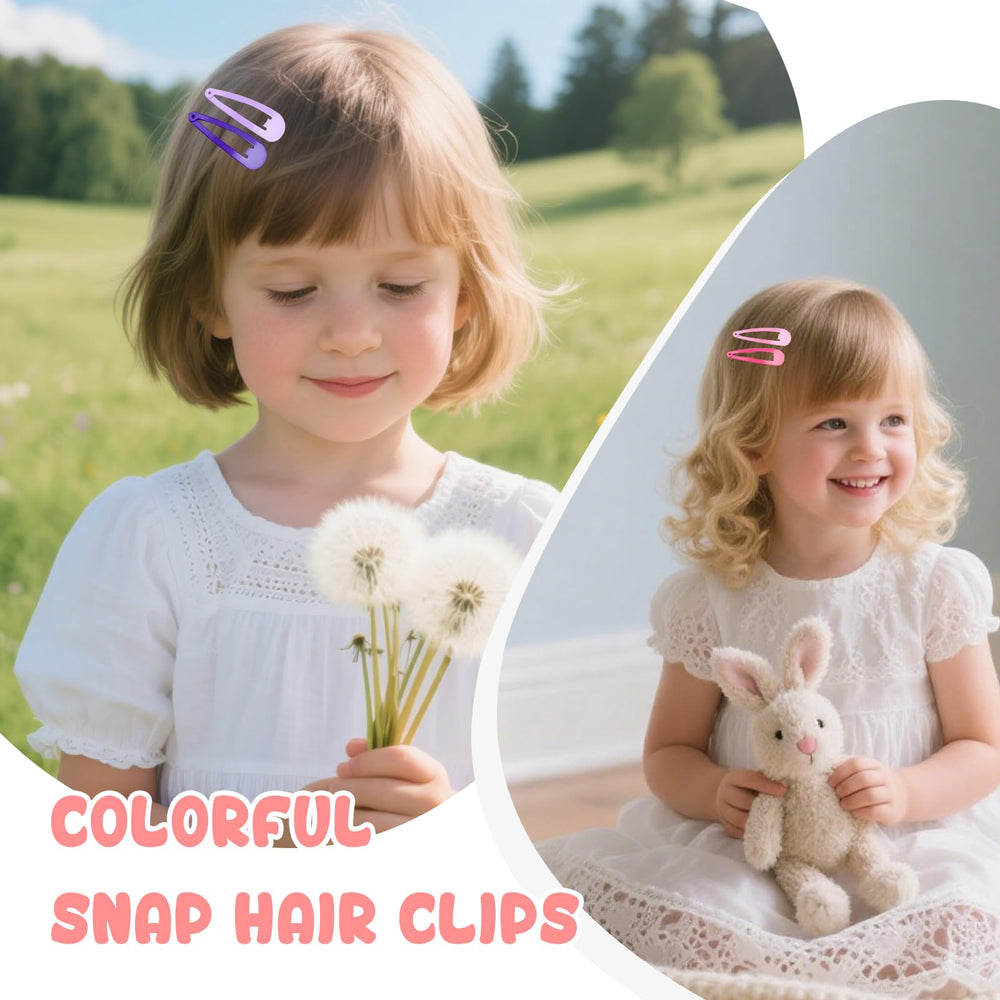 NEBURORA snap clips used in a girl’s hair demonstrating secure hold and pretty styling