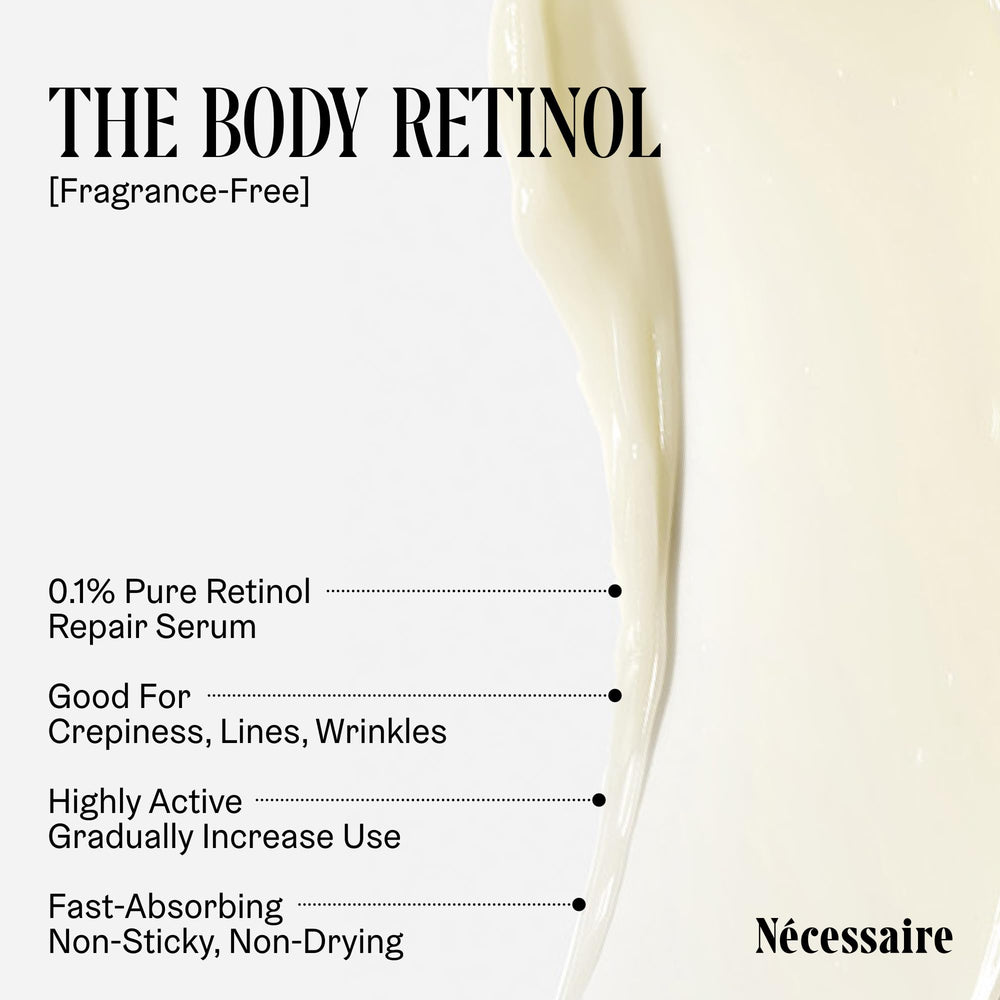 Nécessaire ingredients label highlighting retinol and AHA actives