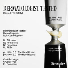 Nécessaire using The Hand Retinol at night showing targeted overnight skin renewal