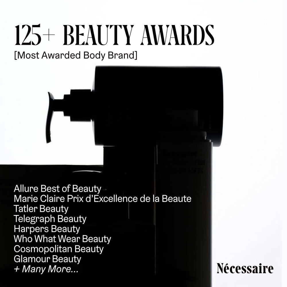 Nécessaire label close-up highlighting formulation claims and ingredient focus