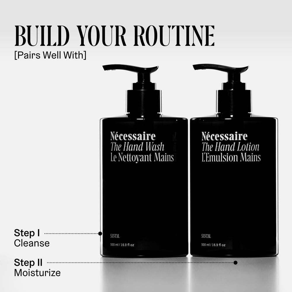Nécessaire paired with hand lotion showing complementary moisturizing routine