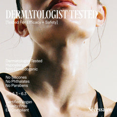 Nécessaire ingredients display with peptides and niacinamide representing efficacy