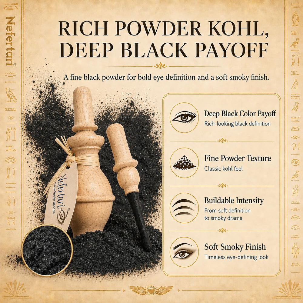 Nefertari powder texture closeup reveals fine mineral particles for smooth application